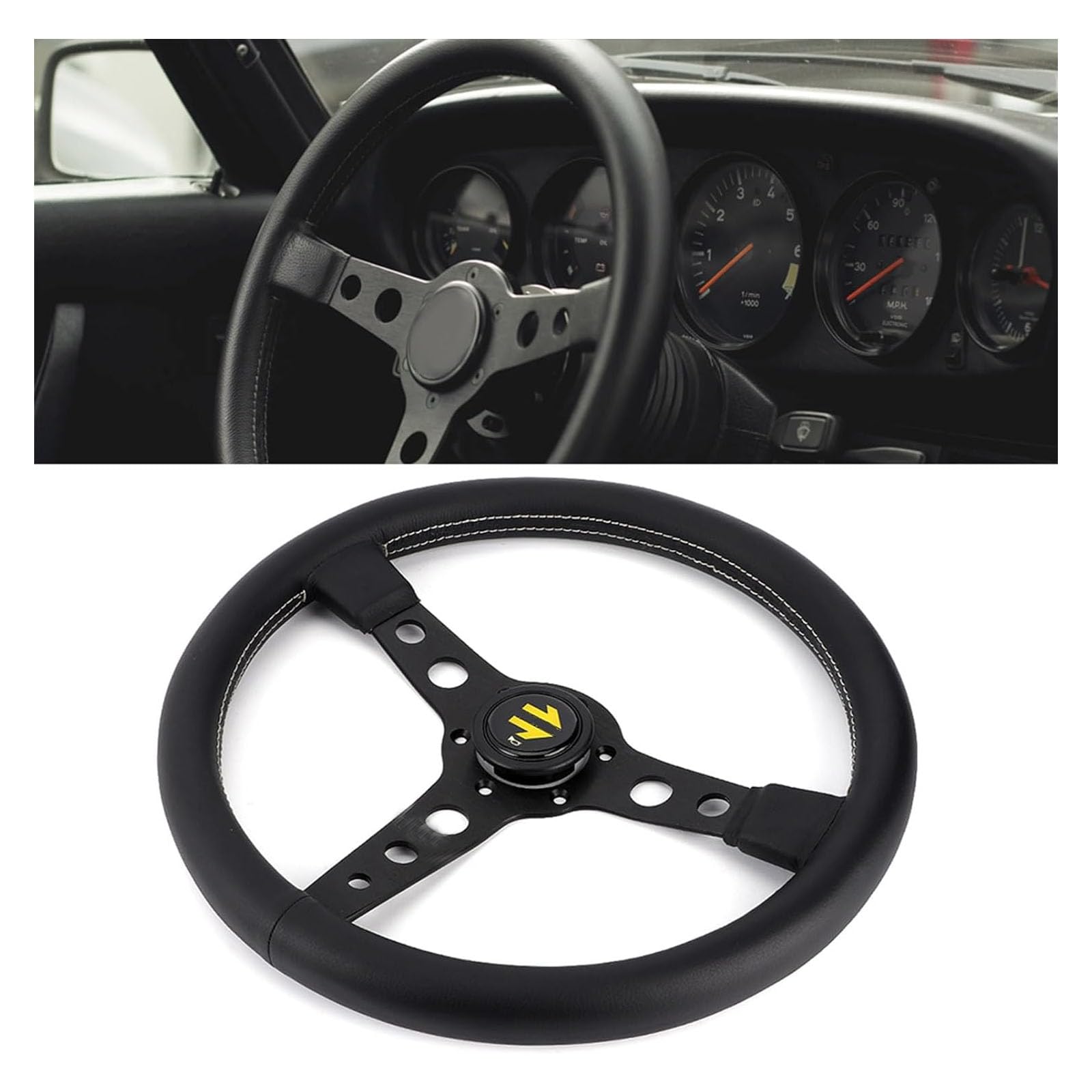 for MOMO Car Steering Wheel 350mm Prototipo Style 6-Bolt Black